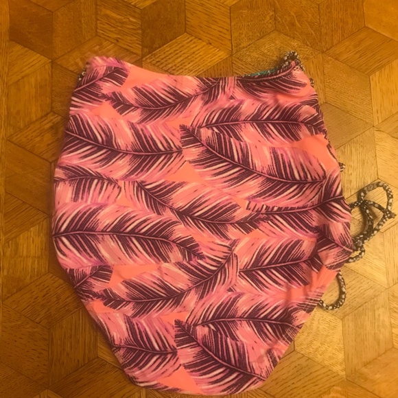 Hula Honey High Wasted Bikini Bottoms Pink, Coral, Teal, Multicolored - Picture 2 of 4